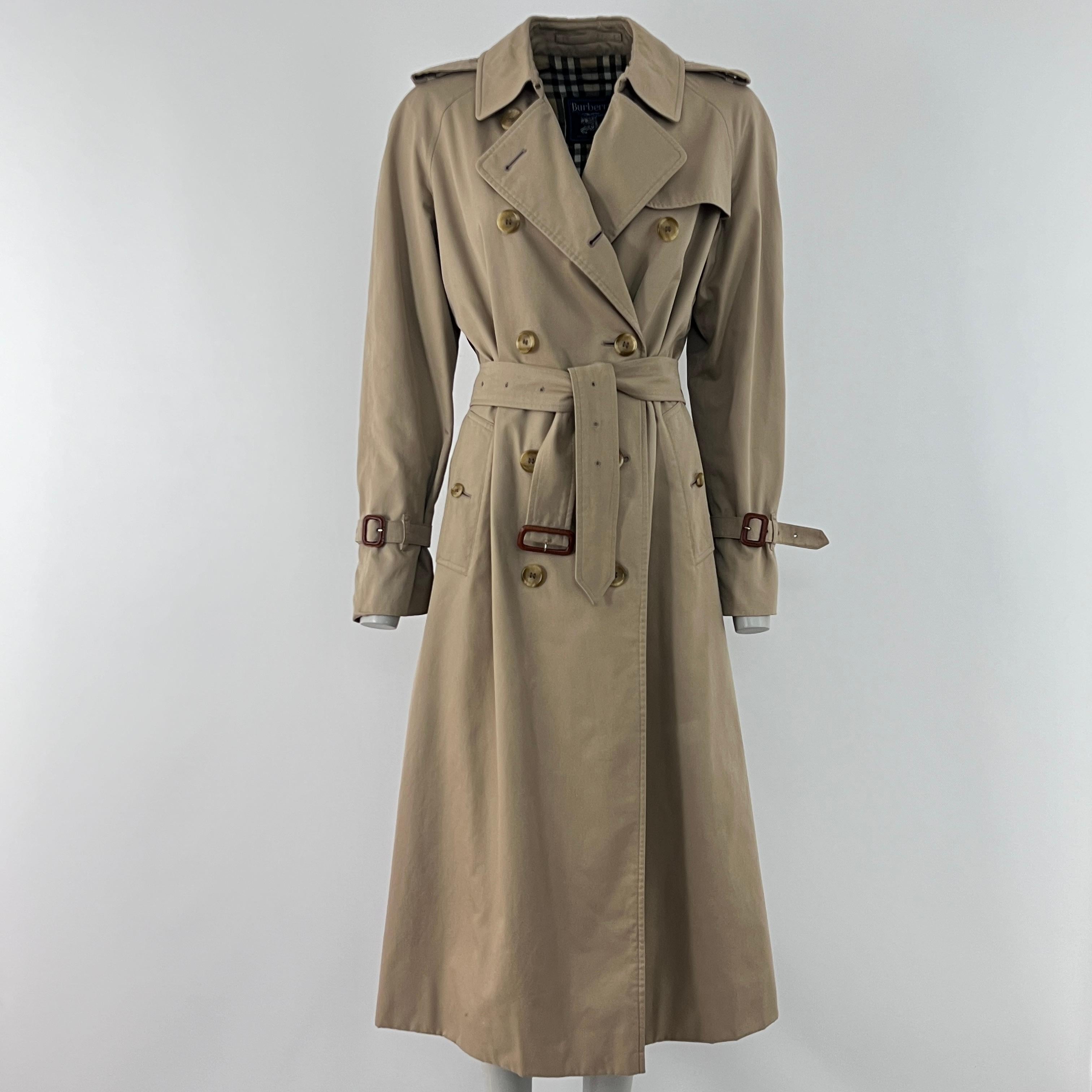 Burberry Chelsea Trench Coat Taglia M Beige Cotone 1990 in vendita