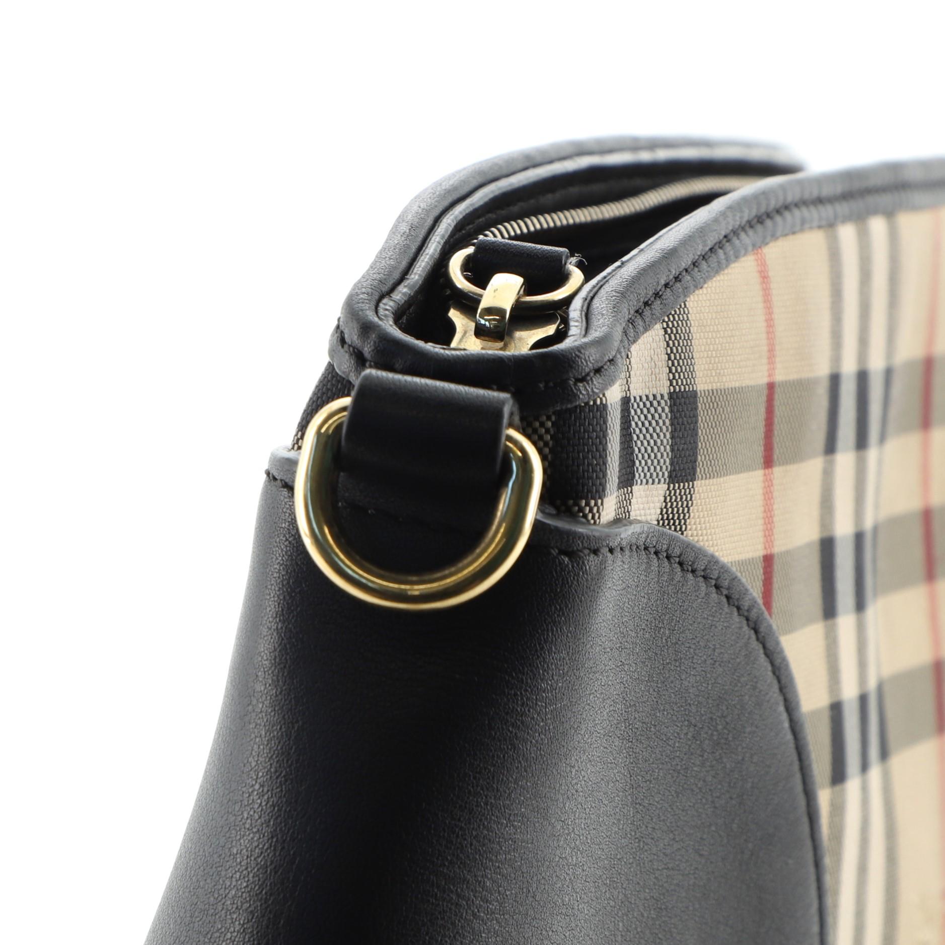 Burberry Chichester Umhängetasche Horseferry Kariertes Segeltuch und Leder Klein 3