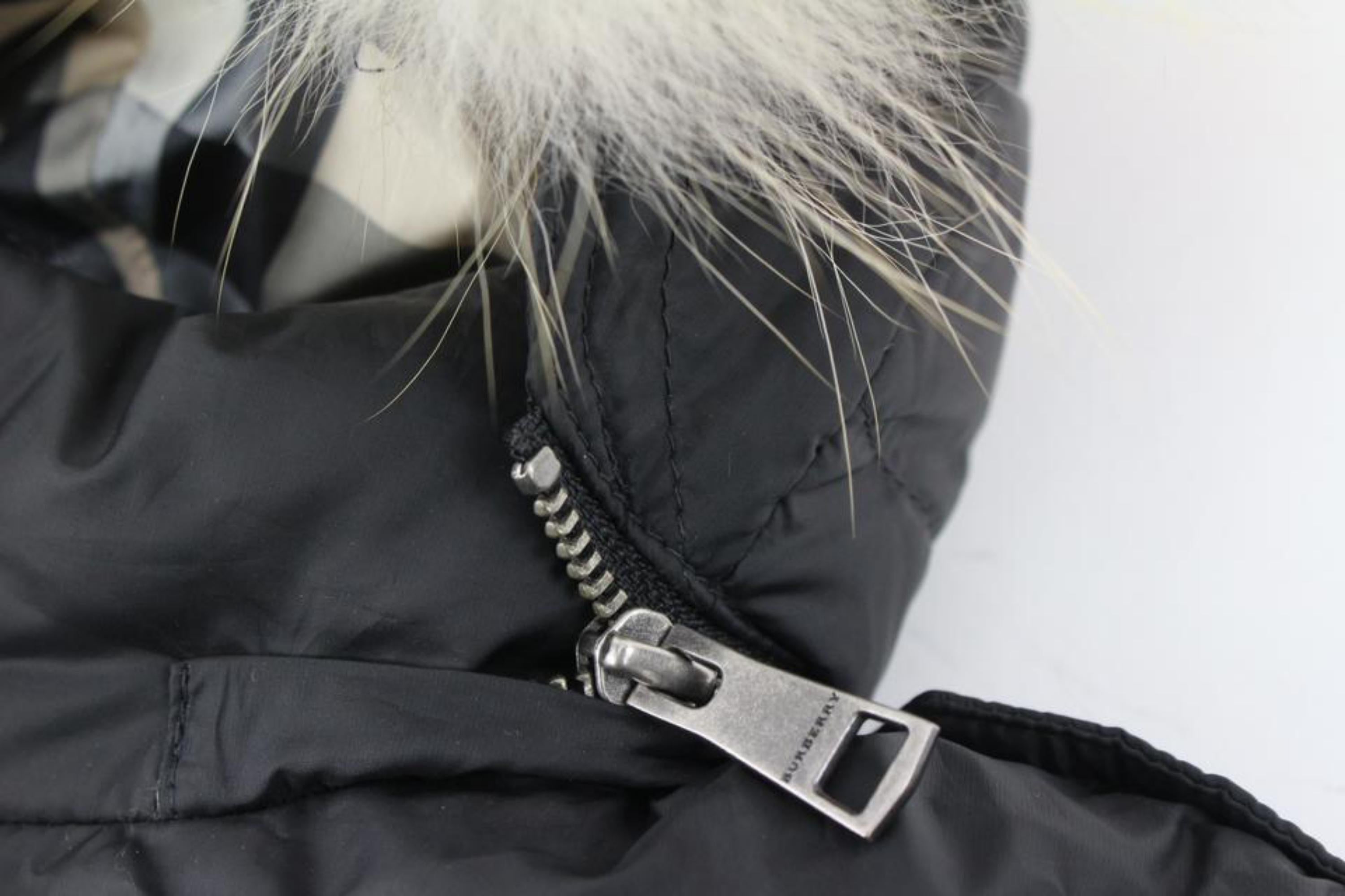 Burberry Children Kid's 7Y Black Puffer Fur Trimmed Coat Winter Jacket 124b16 4