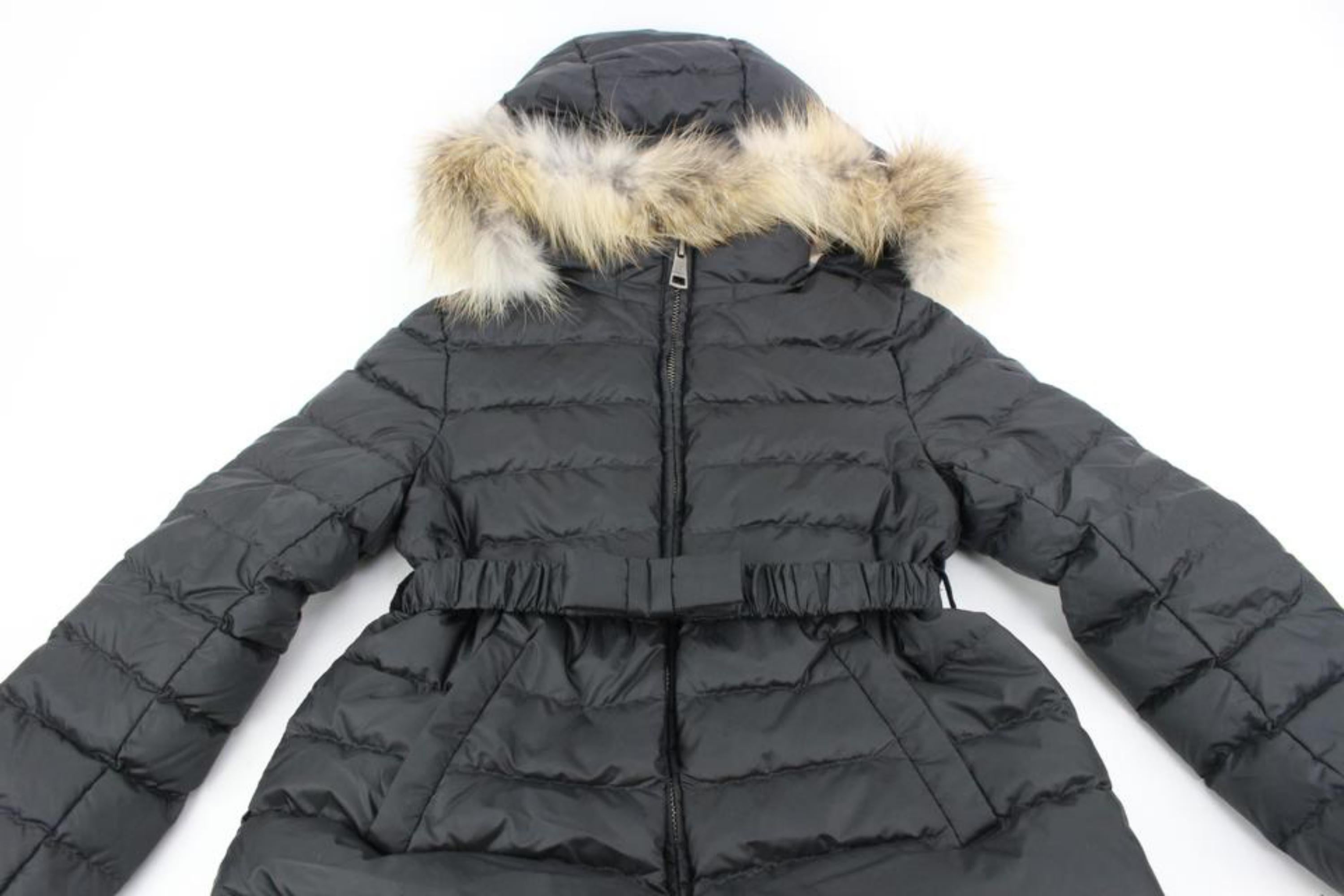 Burberry Children Kid's 7Y Black Puffer Fur Trimmed Coat Winter Jacket 124b16 1