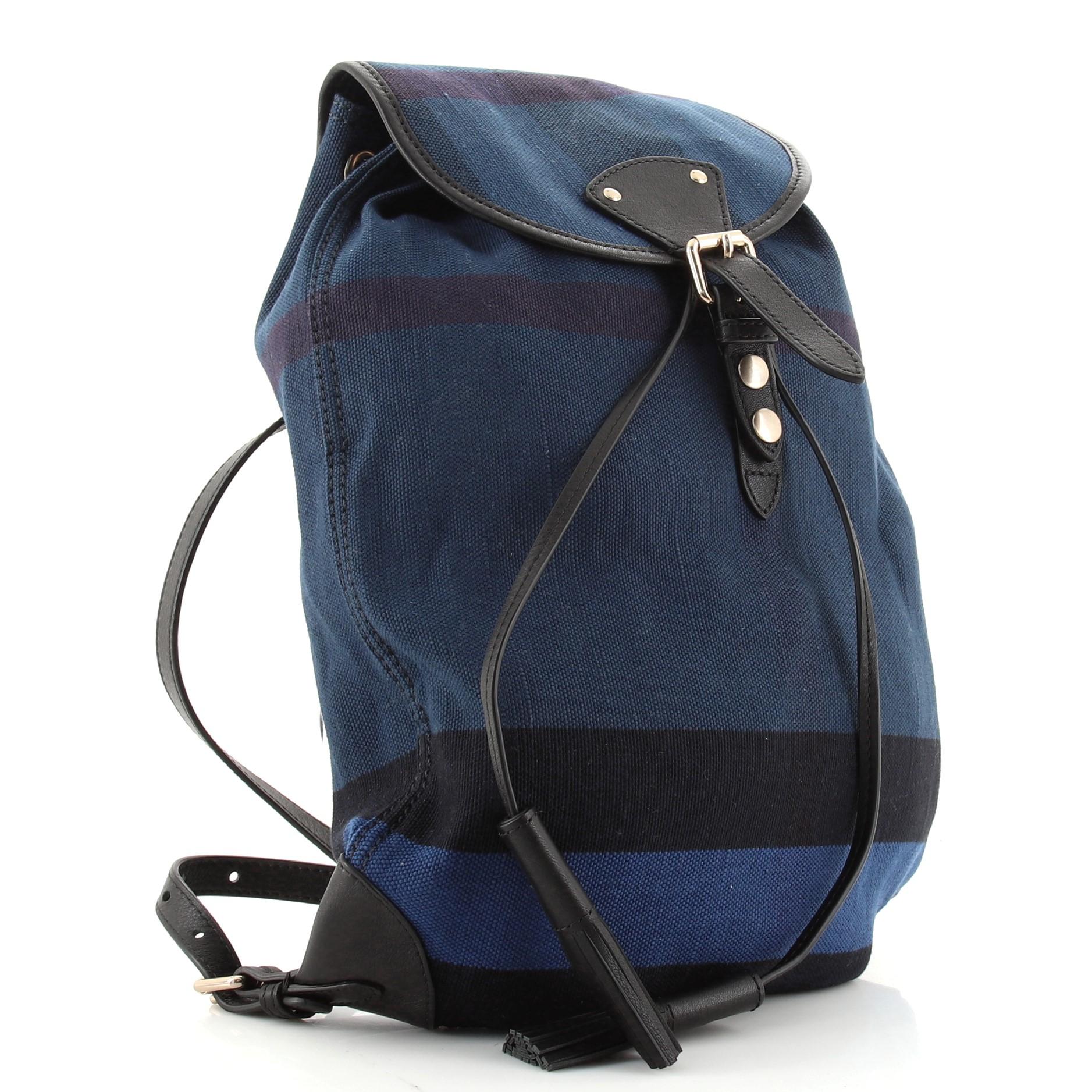 Black Burberry Chiltern Backpack House Check Canvas Medium