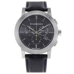 A1011 Round Watch Dial Leather Watchband Quartz Mens Wrist Watch (Black)