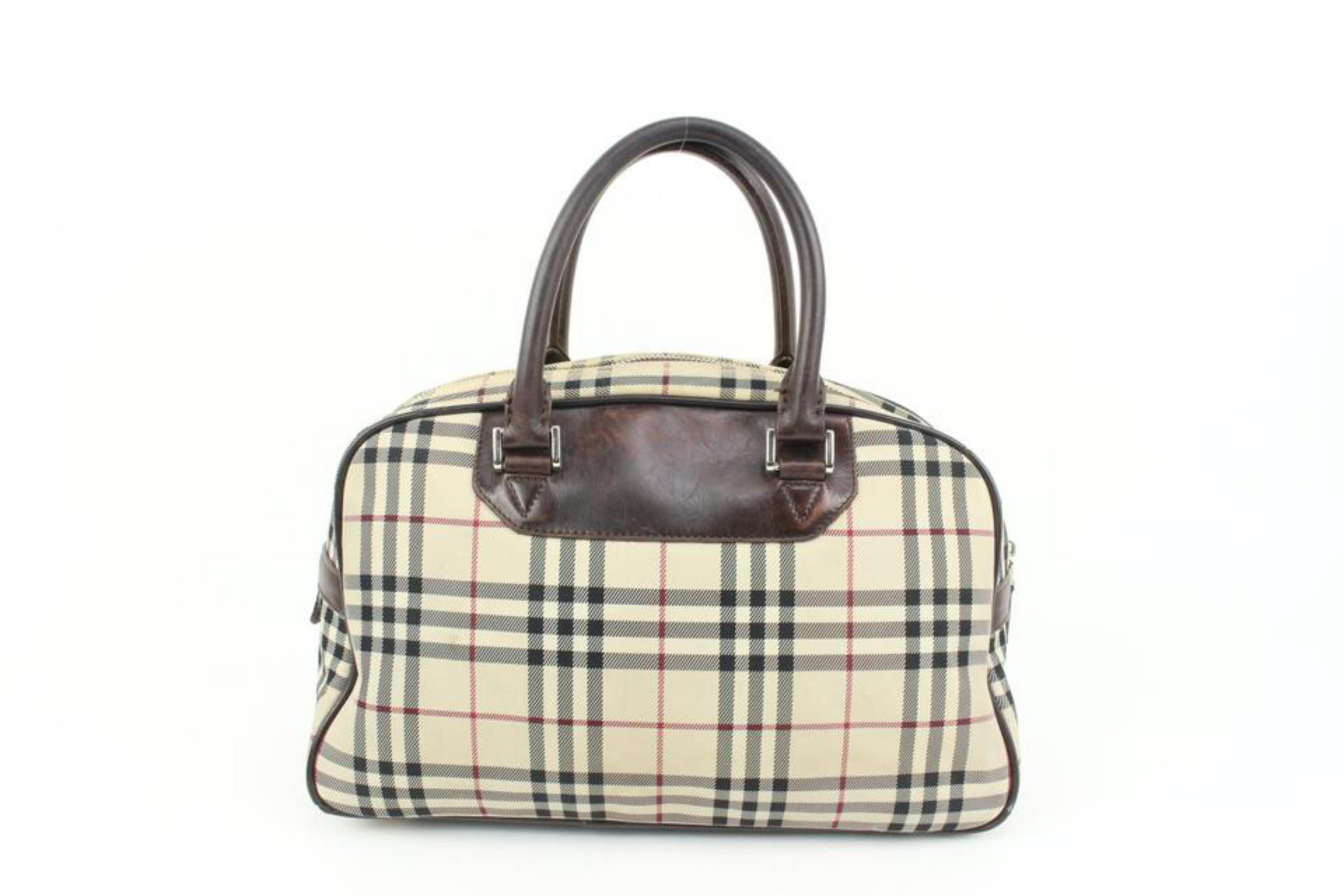 Burberry Classic Beige Nova Check Dome Bowler Satchel Bag 11b412s In Good Condition In Dix hills, NY