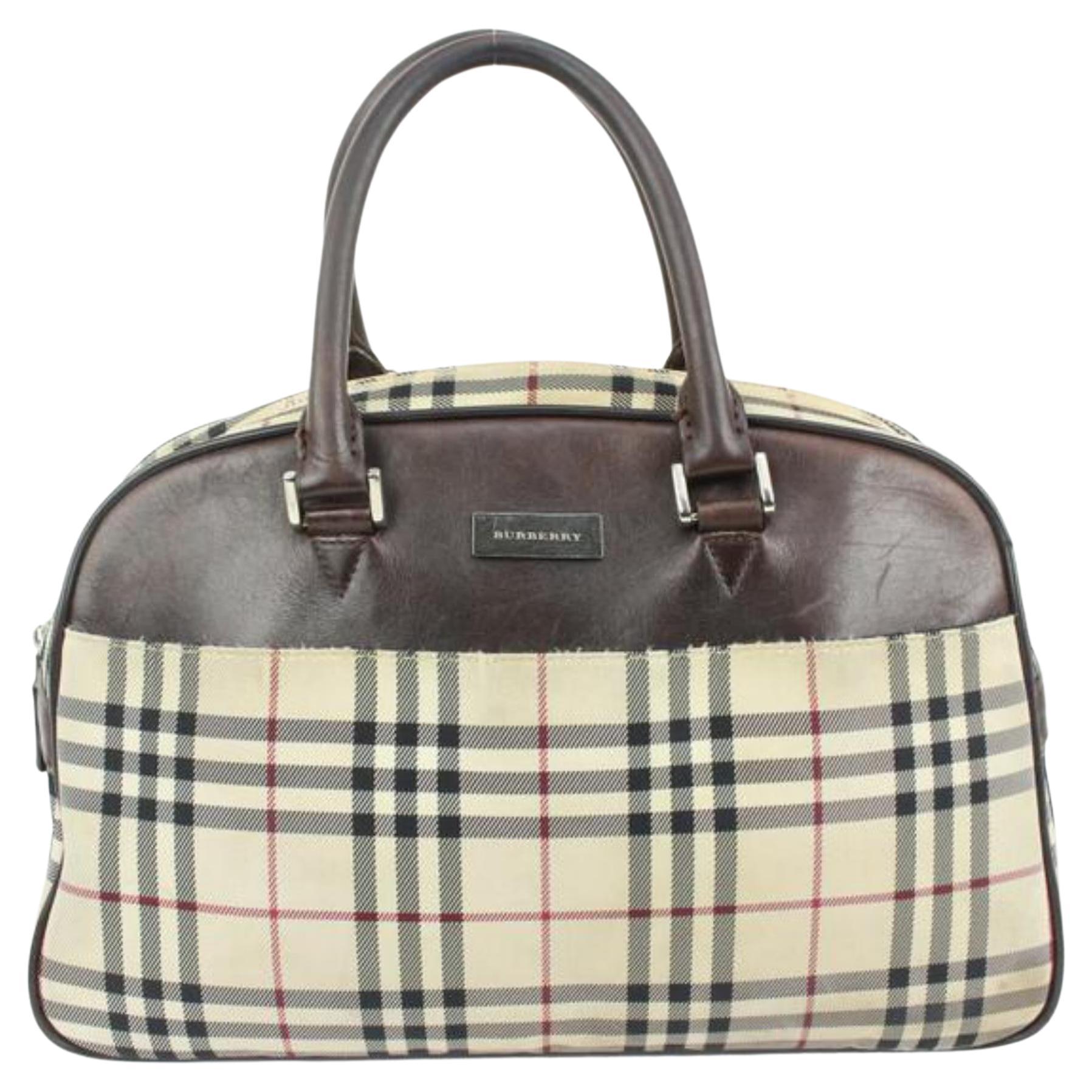 Burberry Classic Beige Nova Check Dome Bowler Satchel Bag 11b412s