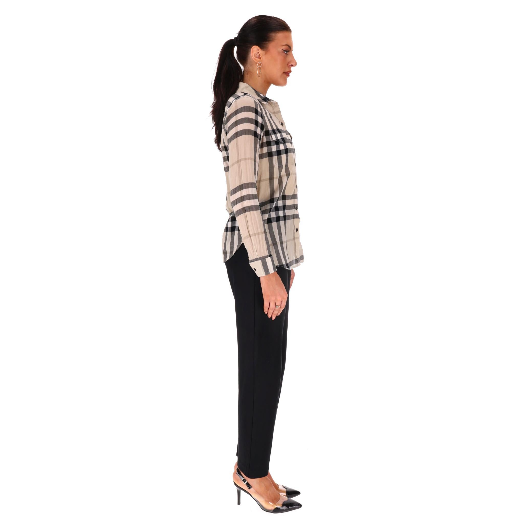 Marrone Camicia in cotone Burberry Classic Check in vendita
