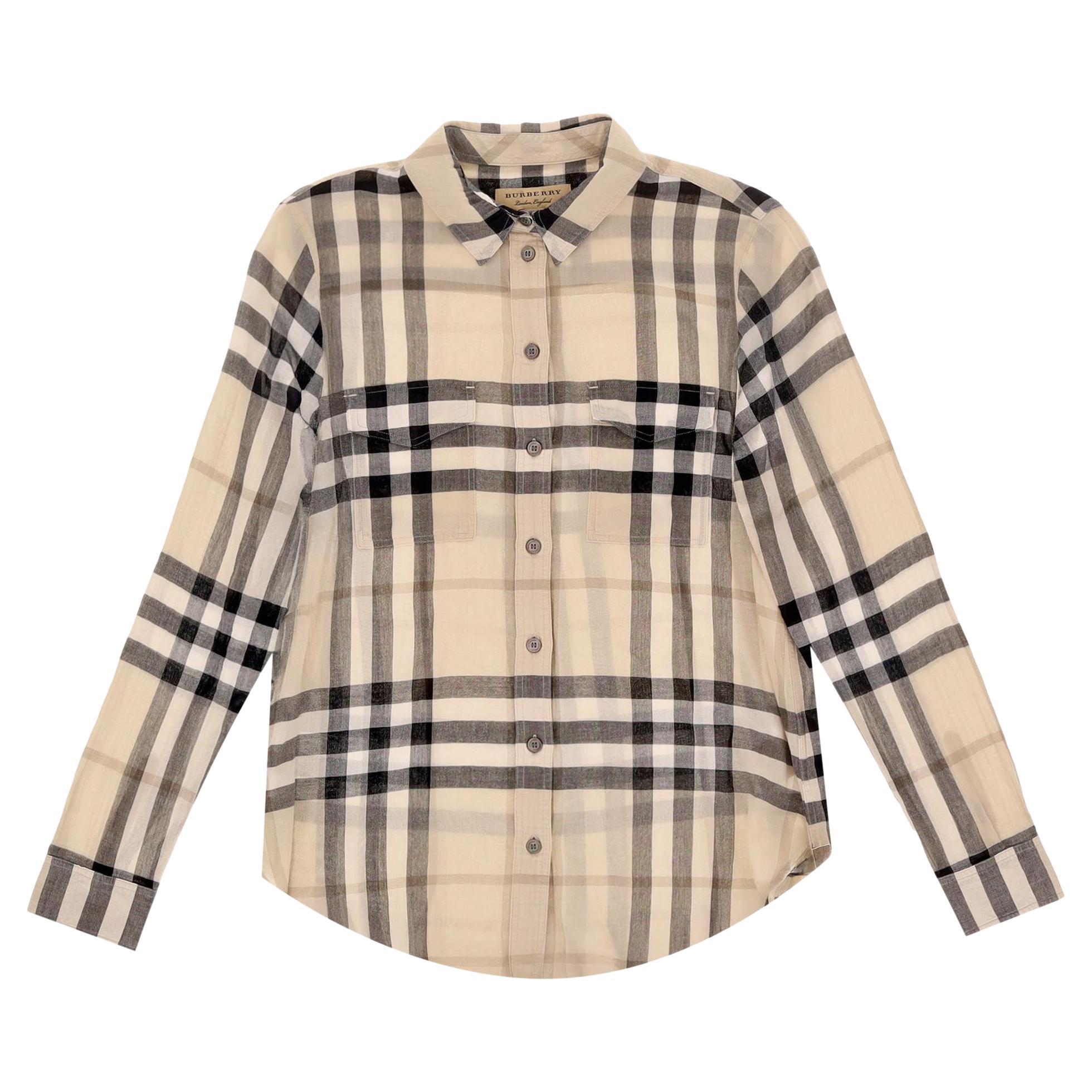 Camicia in cotone Burberry Classic Check in vendita