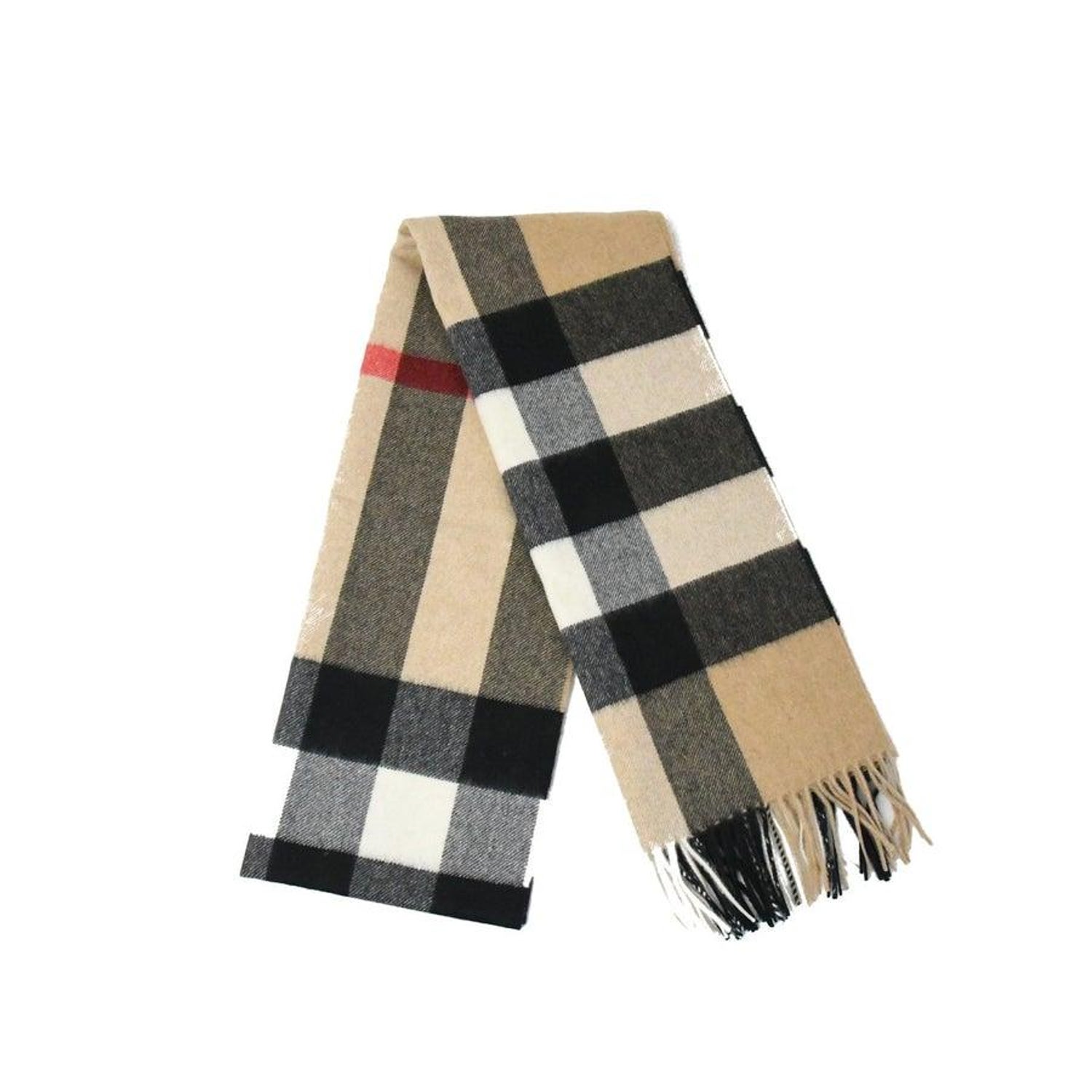 Burberry Classic Half Mega Check Cashmere Scarf Camel For Sale at 1stDibs