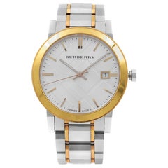 Used Burberry Classic Two-Tone Silver Dial Quartz Womens Watch BU9006