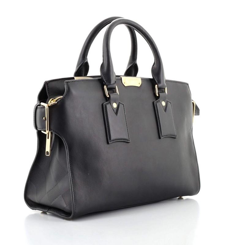 Nero Burberry Clifton Tote Convertibile in Pelle Liscia Media