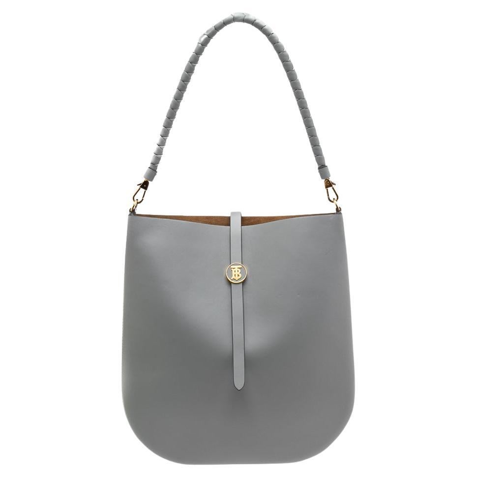 Burberry Cloud Grey Leather Anne Hobo