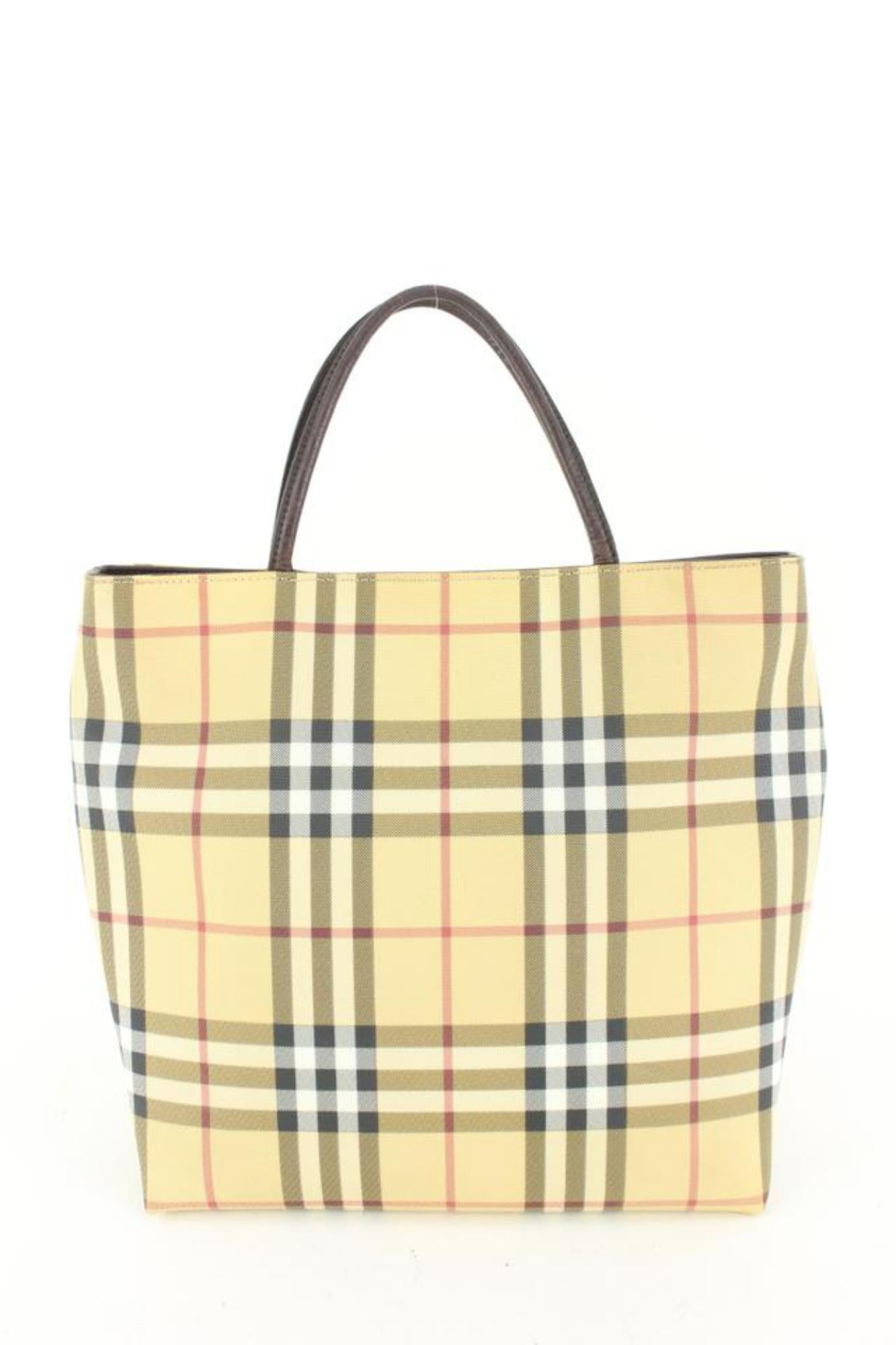 Burberry Coated Canvas Nova Check Shopper Tote Bag 75b429s In Good Condition In Dix hills, NY
