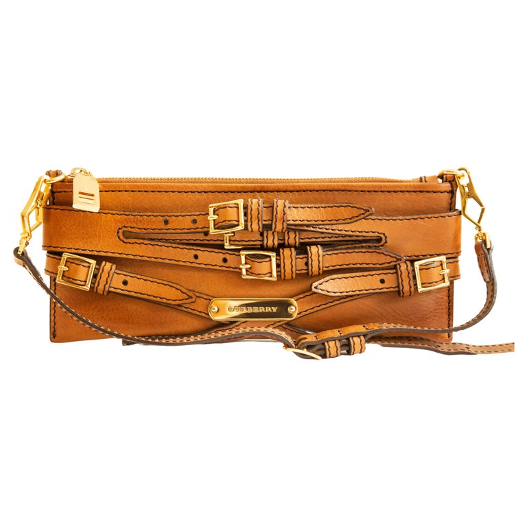Burberry Cognac Brown Leather Shoulder Bag/Clutch For Sale at 1stDibs