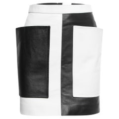 Burberry Color Block Leather Overlay Detail Short Skirt XS