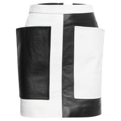 Used Burberry Color Block Leather Overlay Detail Short Skirt XS