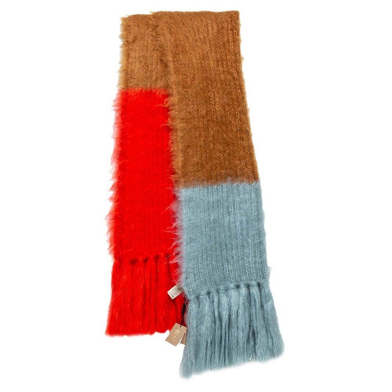 Burberry Color Block Mohair Silk Blend Scarf For Sale at 1stDibs