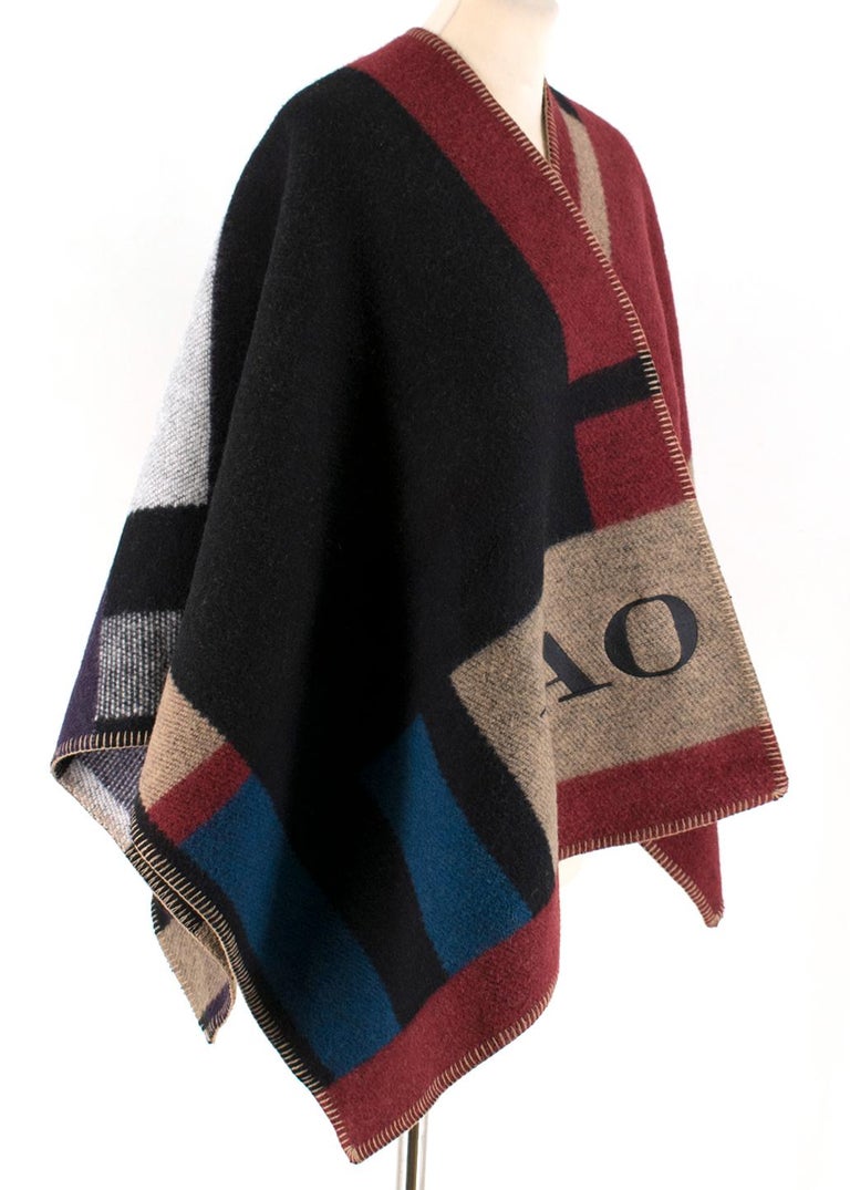 Burberry Colour Block Check Blanket Poncho One size at 1stDibs