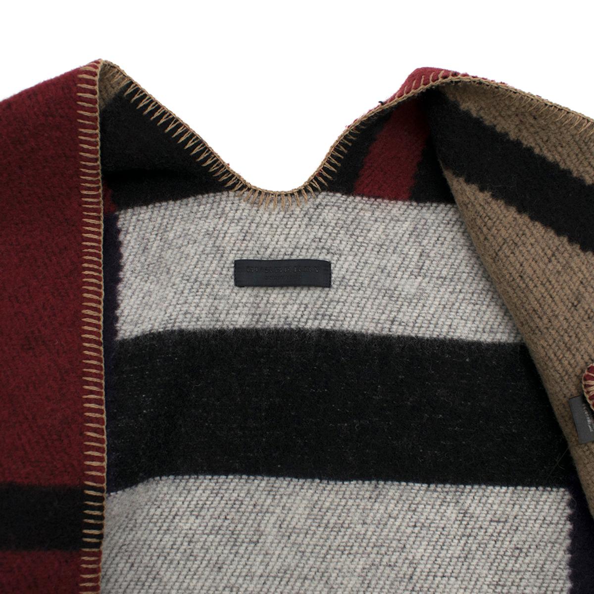 Black Burberry Colour Block Check Blanket Poncho One size