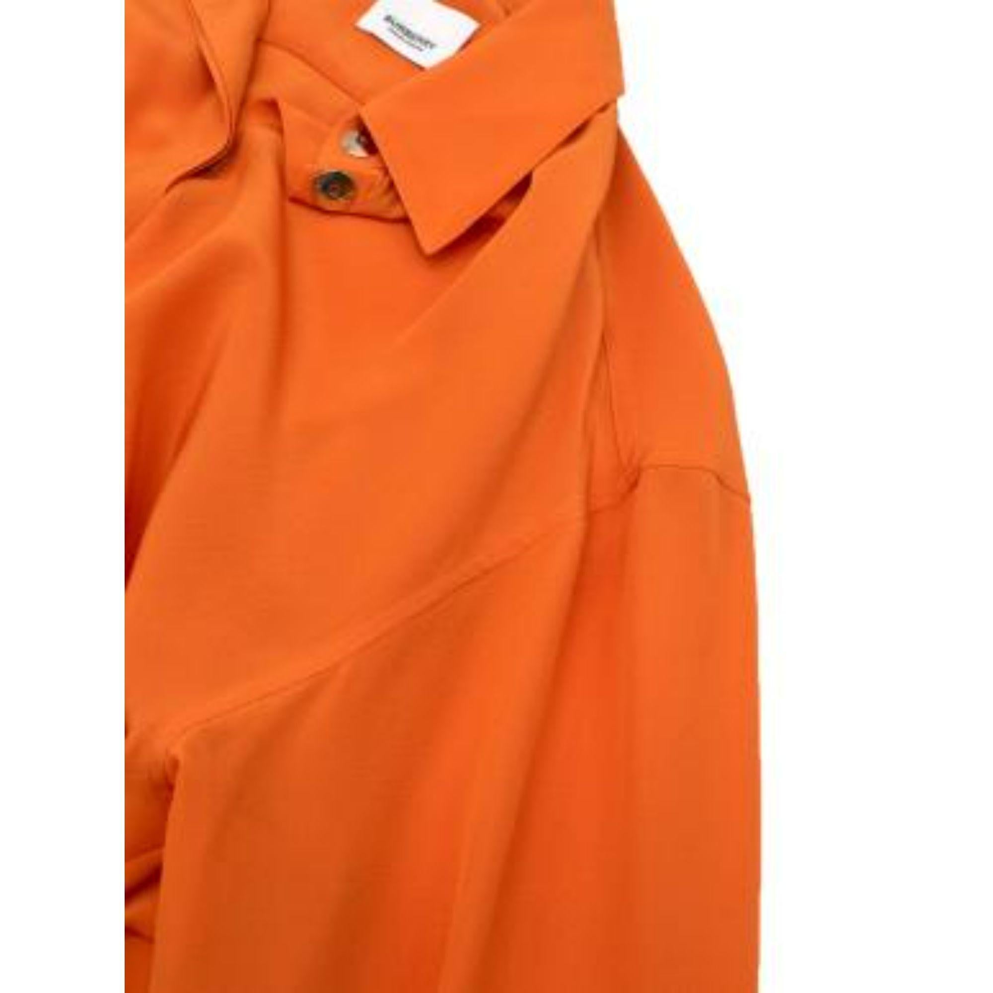 Burberry Contrast Cuff Orange Silk Button Up Shirt For Sale 2