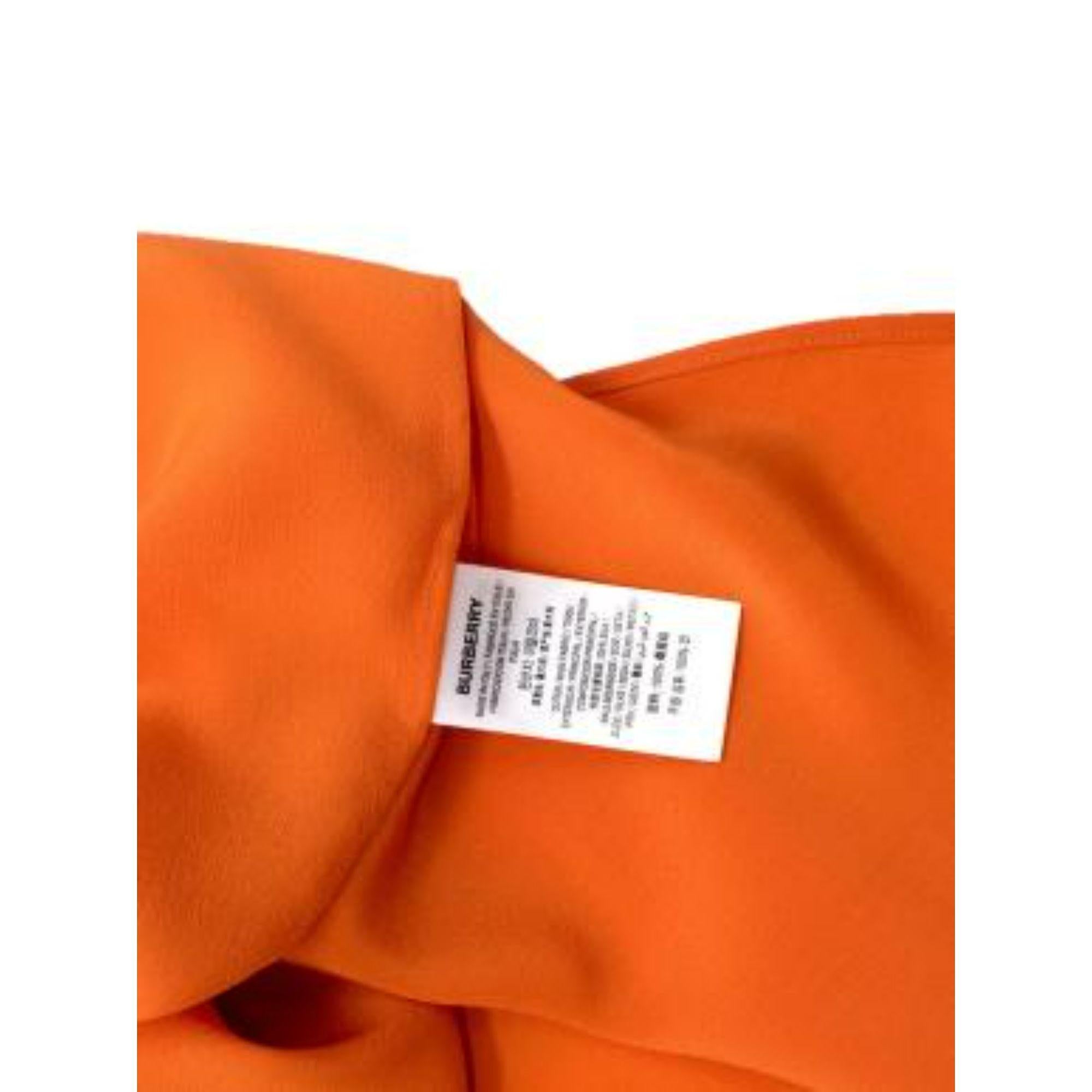 Burberry Contrast Cuff Orange Silk Button Up Shirt For Sale 5