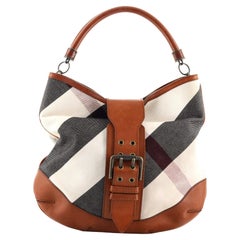 Burberry Convertible Buckle Hobo Mega Check Canvas with Leather Large