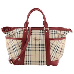Burberry Convertible Diaper Tote Haymarket Coated Canvas Large