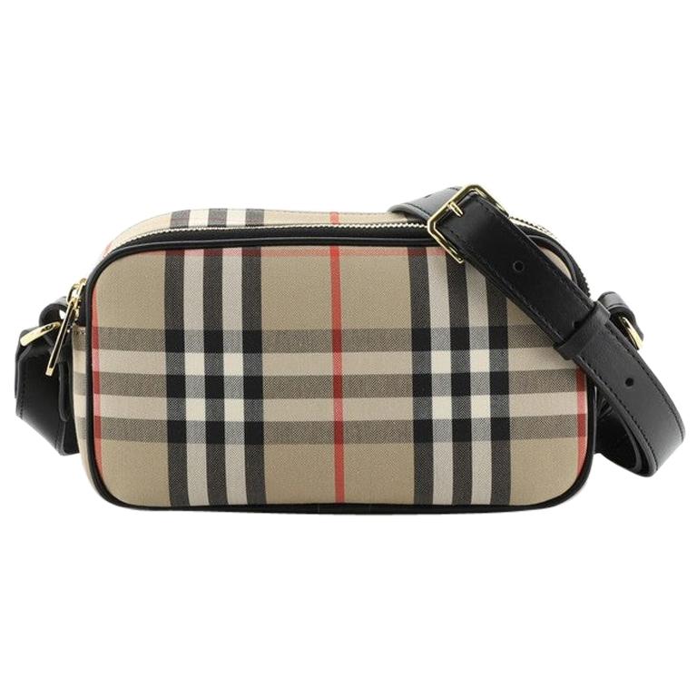 Burberry Convertible Double Zip Belt Bag Vintage Check Canvas Micro at ...