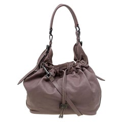 Burberry Copper Rust Leather Drawstring Hobo