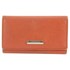 Burberry Coral Leather 4 Key Holder Wallet Case 1230b44