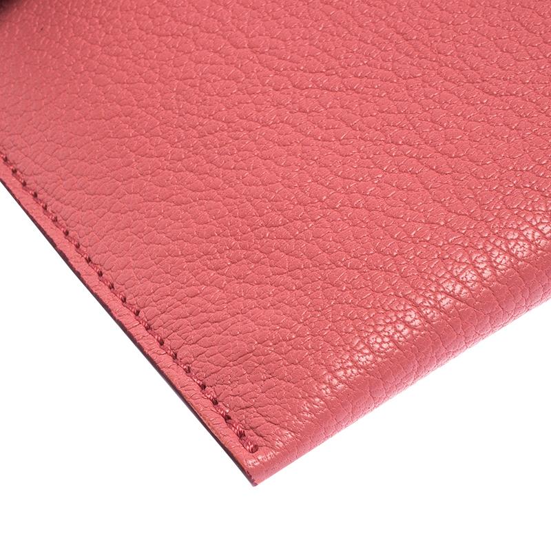 Women's Burberry Coral Pink Leather Patton Clutch