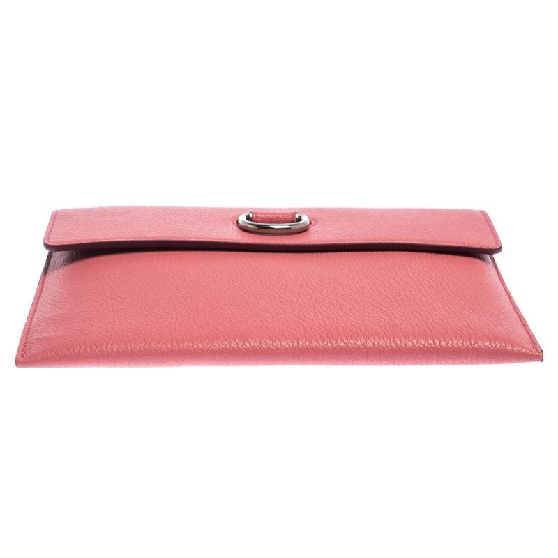 Burberry Coral Pink Leather Patton Clutch 3
