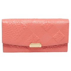 Burberry Coral Textured Leather Continental Wallet
