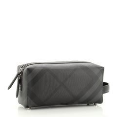 Burberry Cosmetic Pouch Smoked Check Canvas