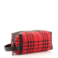 Burberry Cosmetic Pouch Tartan Check Canvas