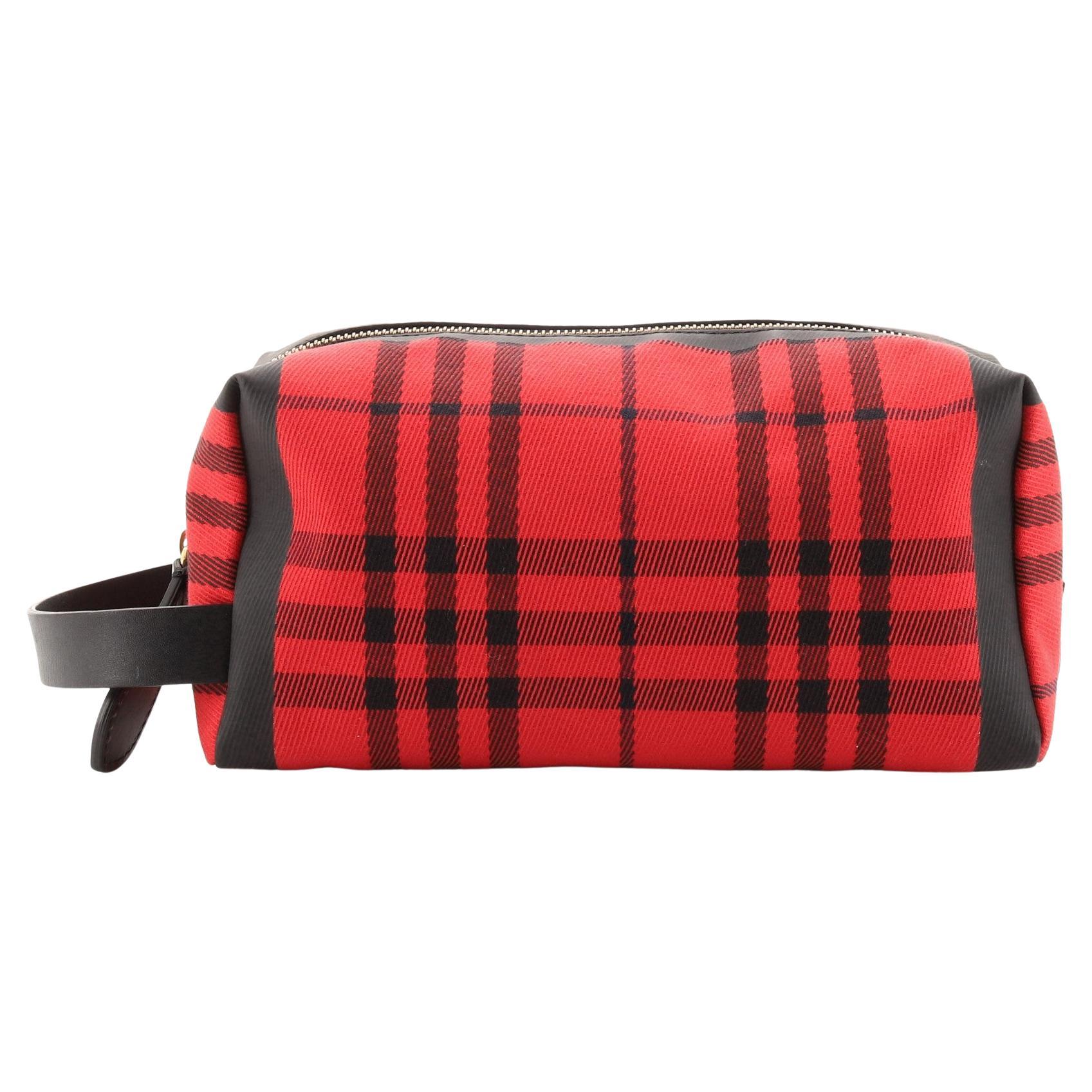 Burberry Cosmetic Pouch Tartan Check Canvas For Sale at 1stDibs