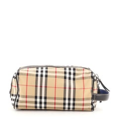 Burberry Cosmetic Pouch Vintage Check Canvas Brown