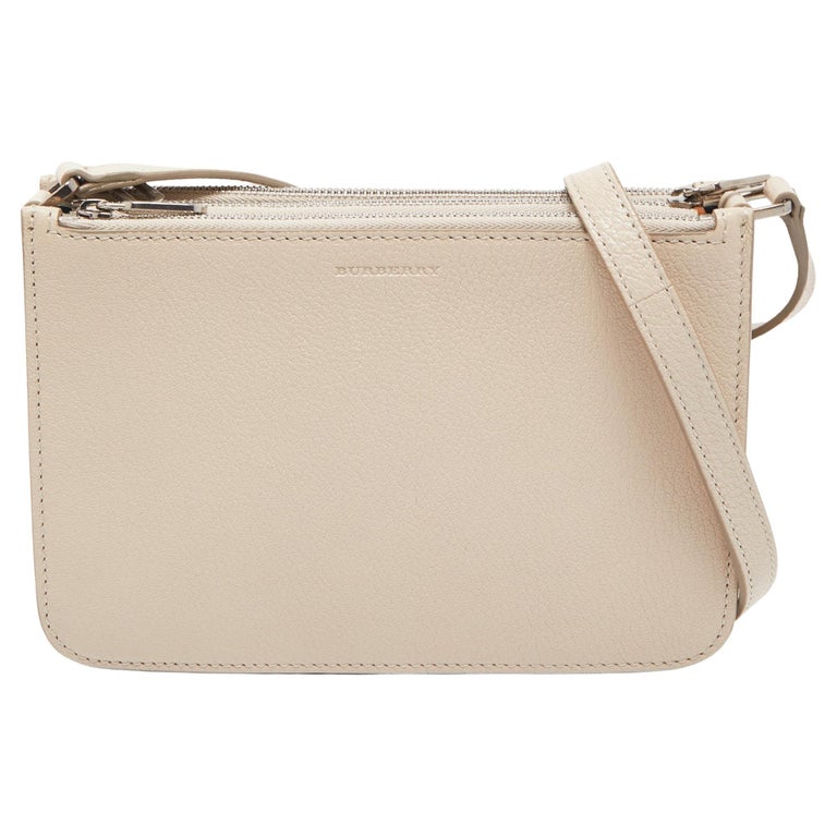 Burberry Cream Leather Triple Zip Crossbody Bag For Sale at 1stDibs