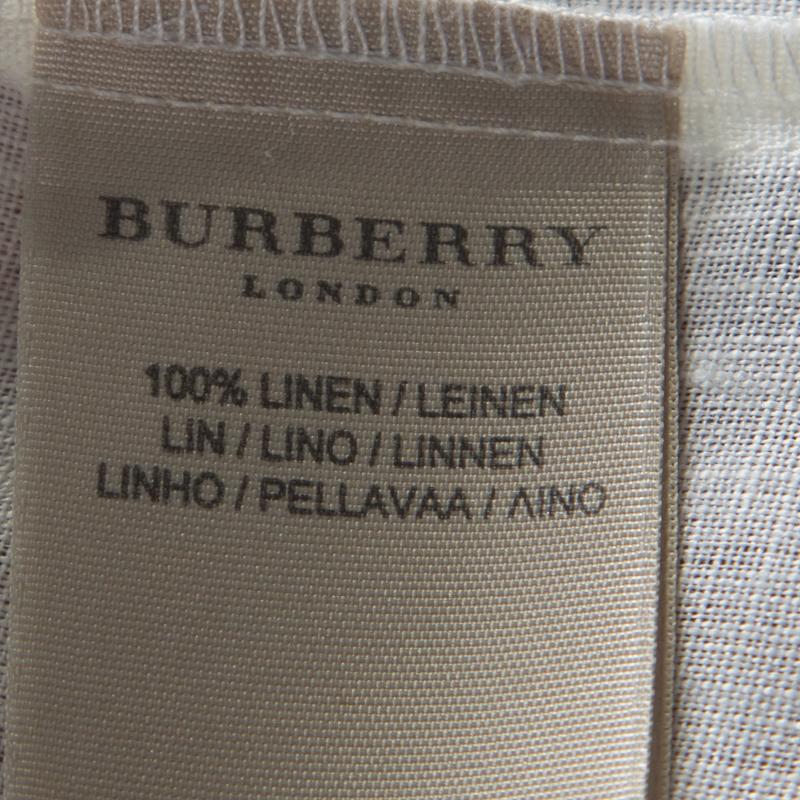 Burberry Cream Linen Buttoned Light Jacket L 1