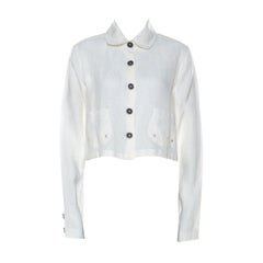 Burberry Cream Linen Buttoned Light Jacket L