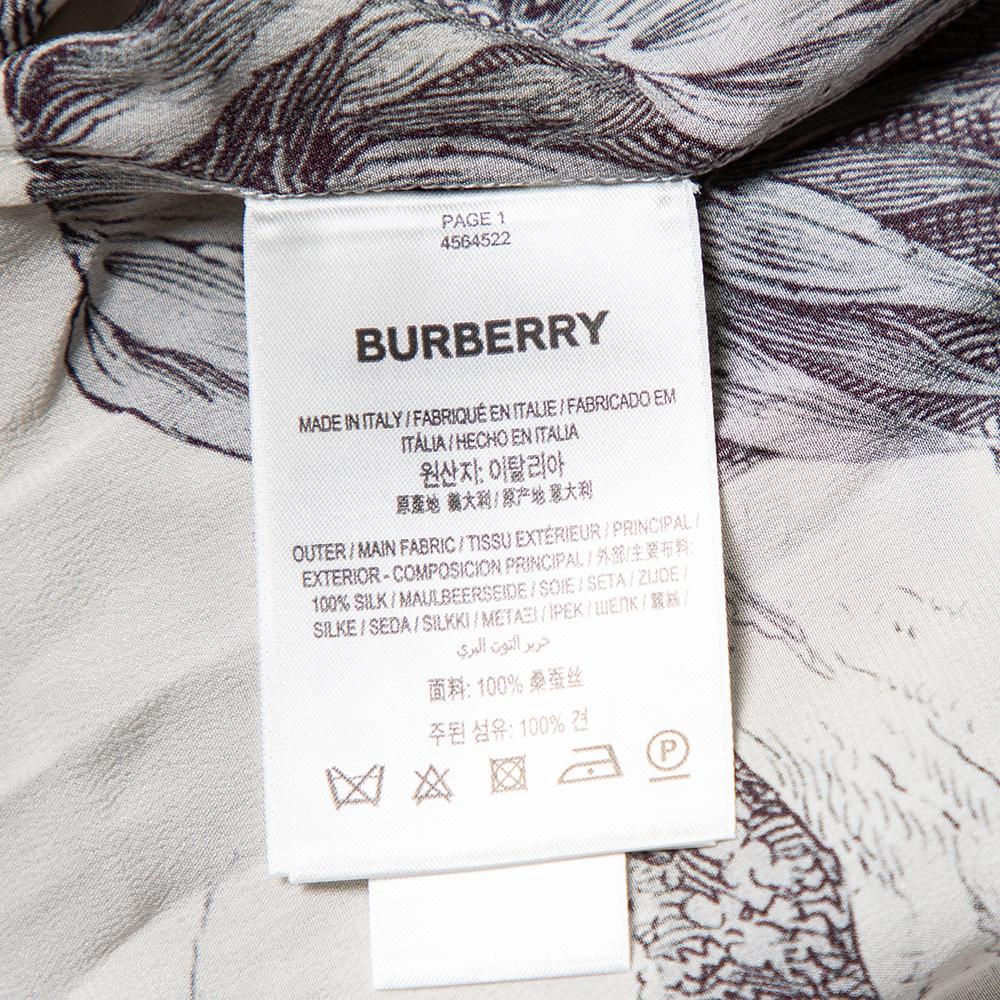Gray Burberry Cream Montage Printed Silk button Front Shirt M