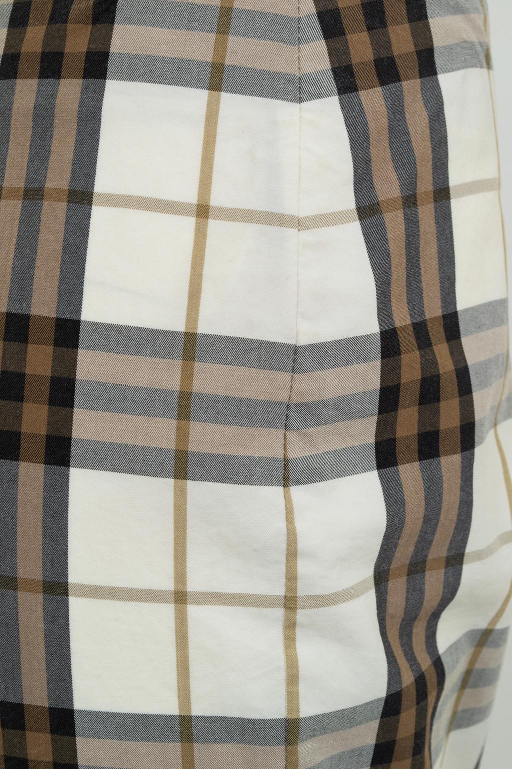Burberry Cream Nova Check Plaid Flat Front Straight Pants – US 8 or M, 2001 6
