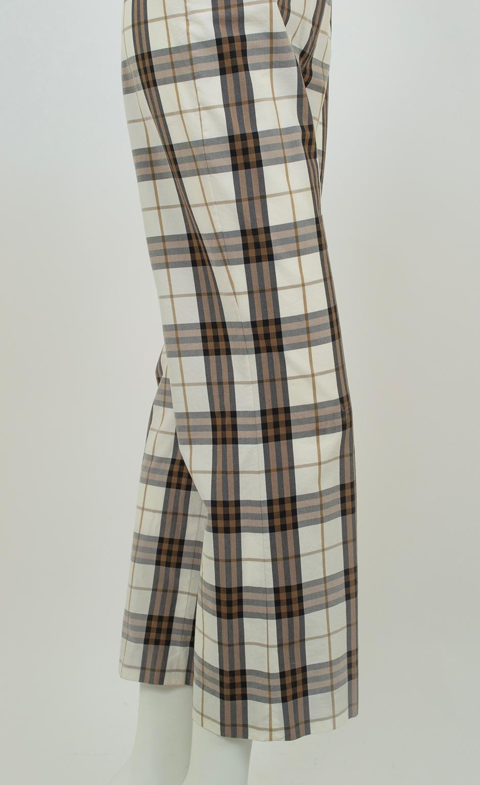 Burberry Cream Nova Check Plaid Flat Front Straight Pants – US 8 or M, 2001 1