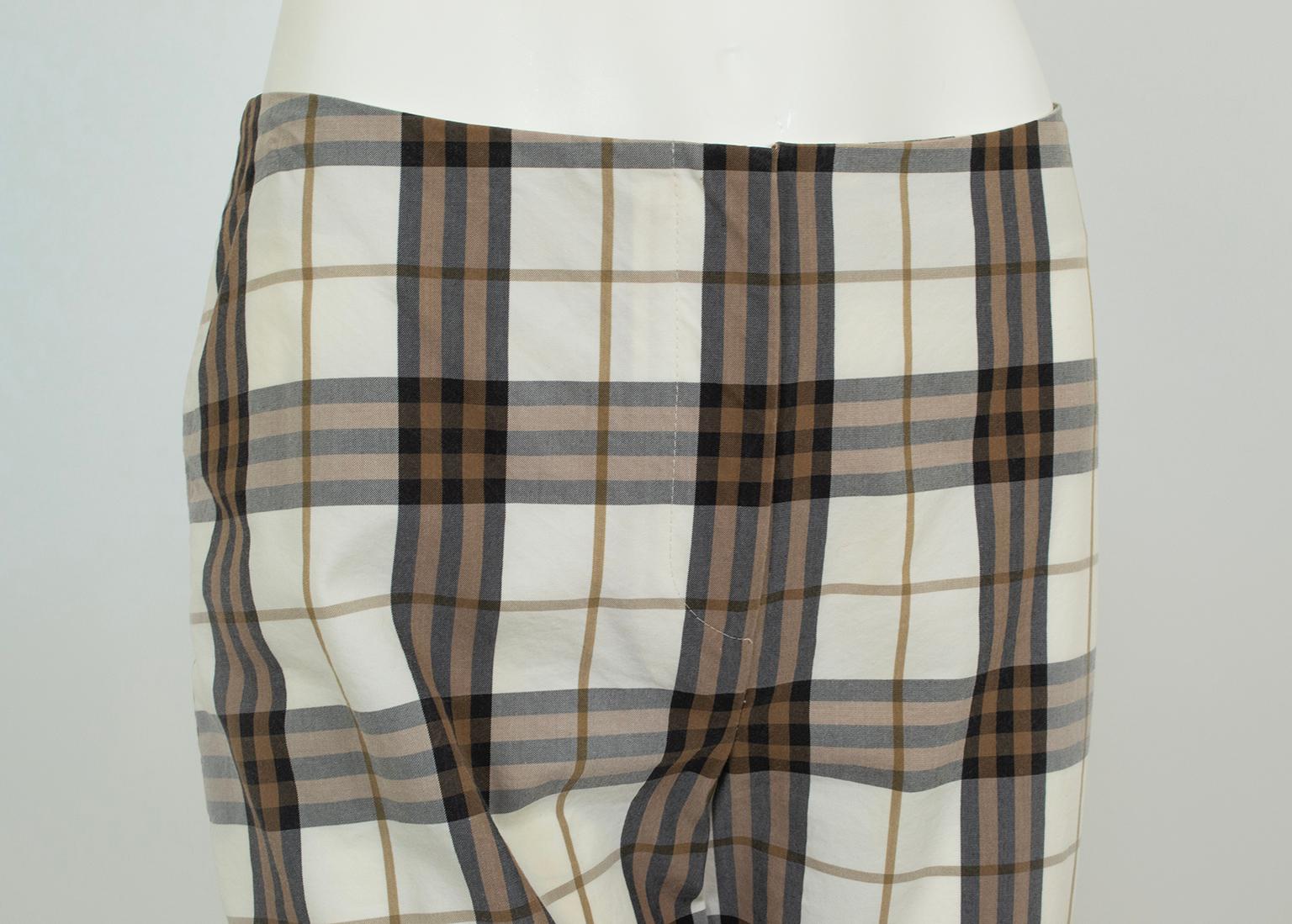 Burberry Cream Nova Check Plaid Flat Front Straight Pants – US 8 or M, 2001 3