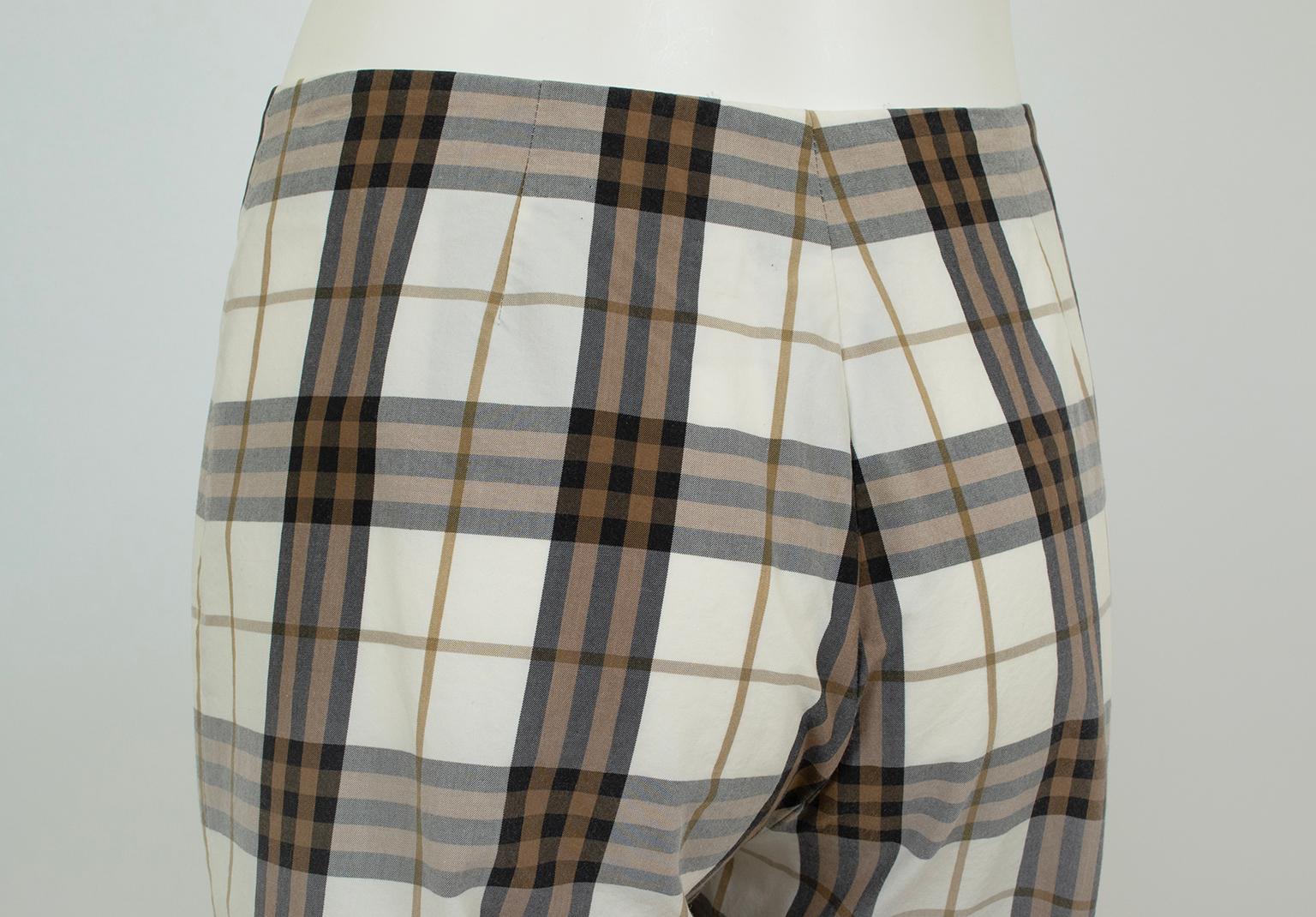 Burberry Cream Nova Check Plaid Flat Front Straight Pants – US 8 or M, 2001 5