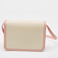 Borsa a spalla piccola TB di Burberry in tela e pelle color crema/rosa