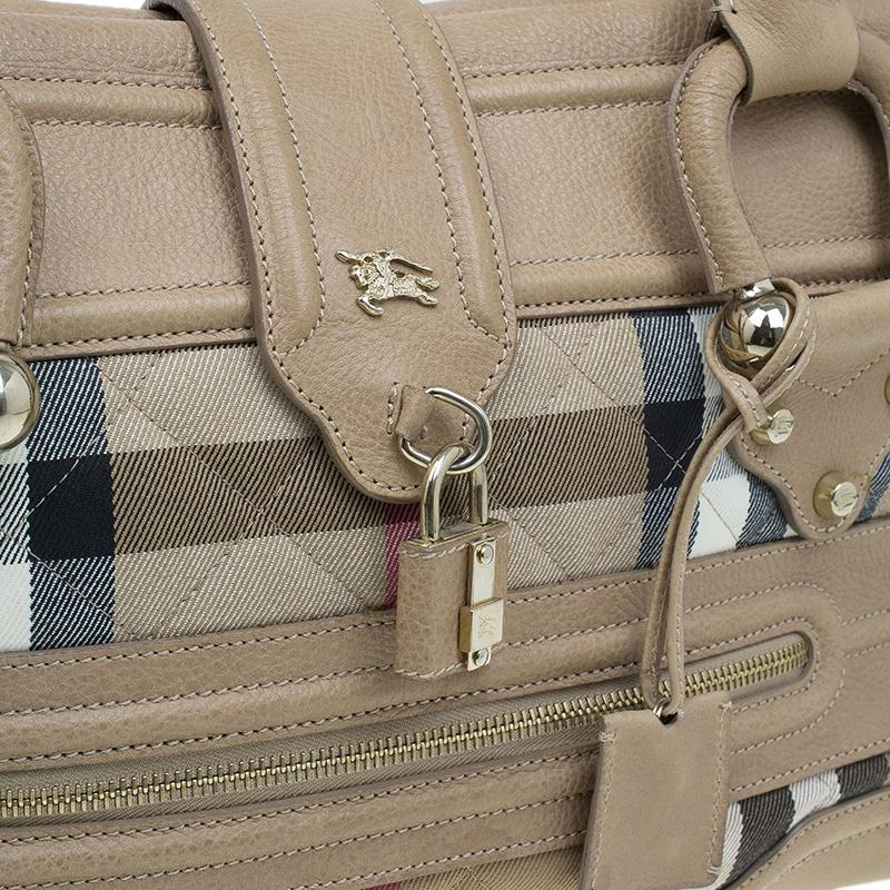 Burberry Cream Quilted House Check Manor Satchel Bag 2