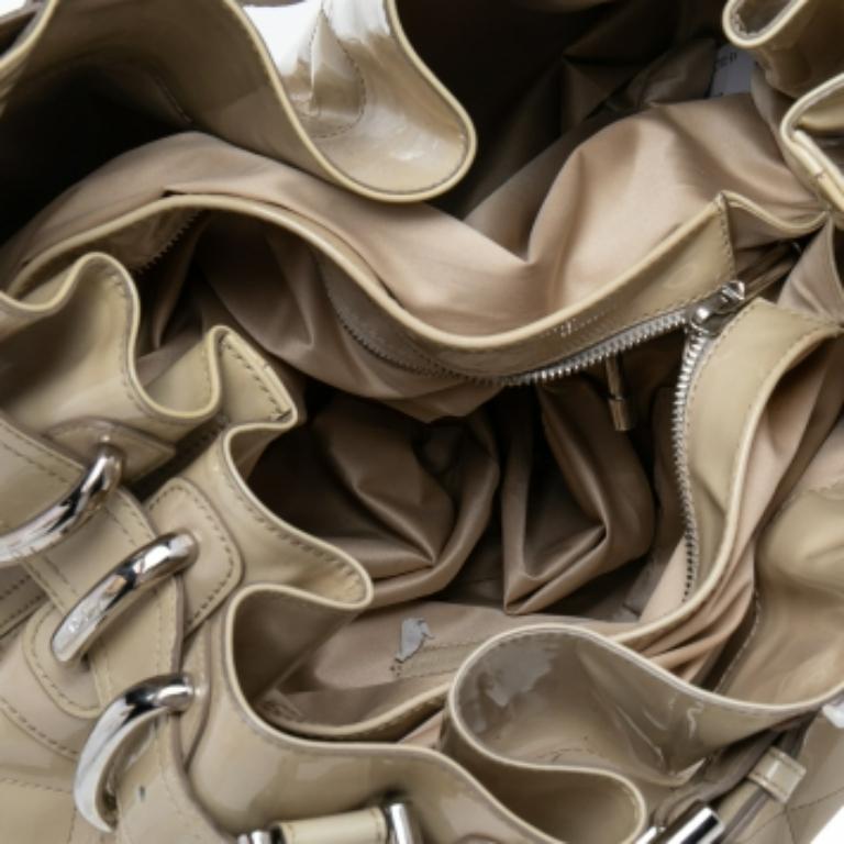 Women's Burberry Cream Quilted Patent Leather Beaton Tote
