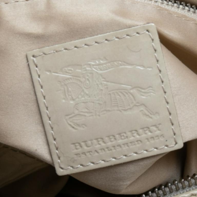 Burberry Cream Quilted Patent Leather Beaton Tote 2