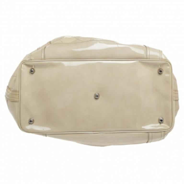 Burberry Cream Quilted Patent Leather Beaton Tote 4