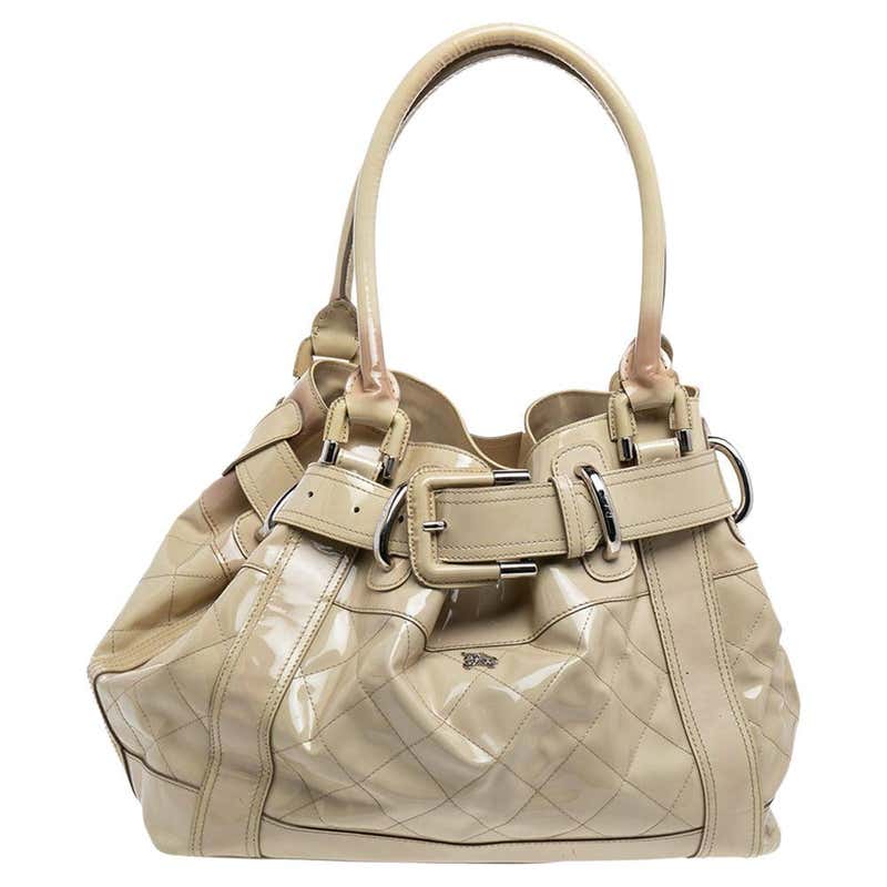 Burberry Beige Quilted Leather Mini Manor Satchel For Sale at 1stDibs