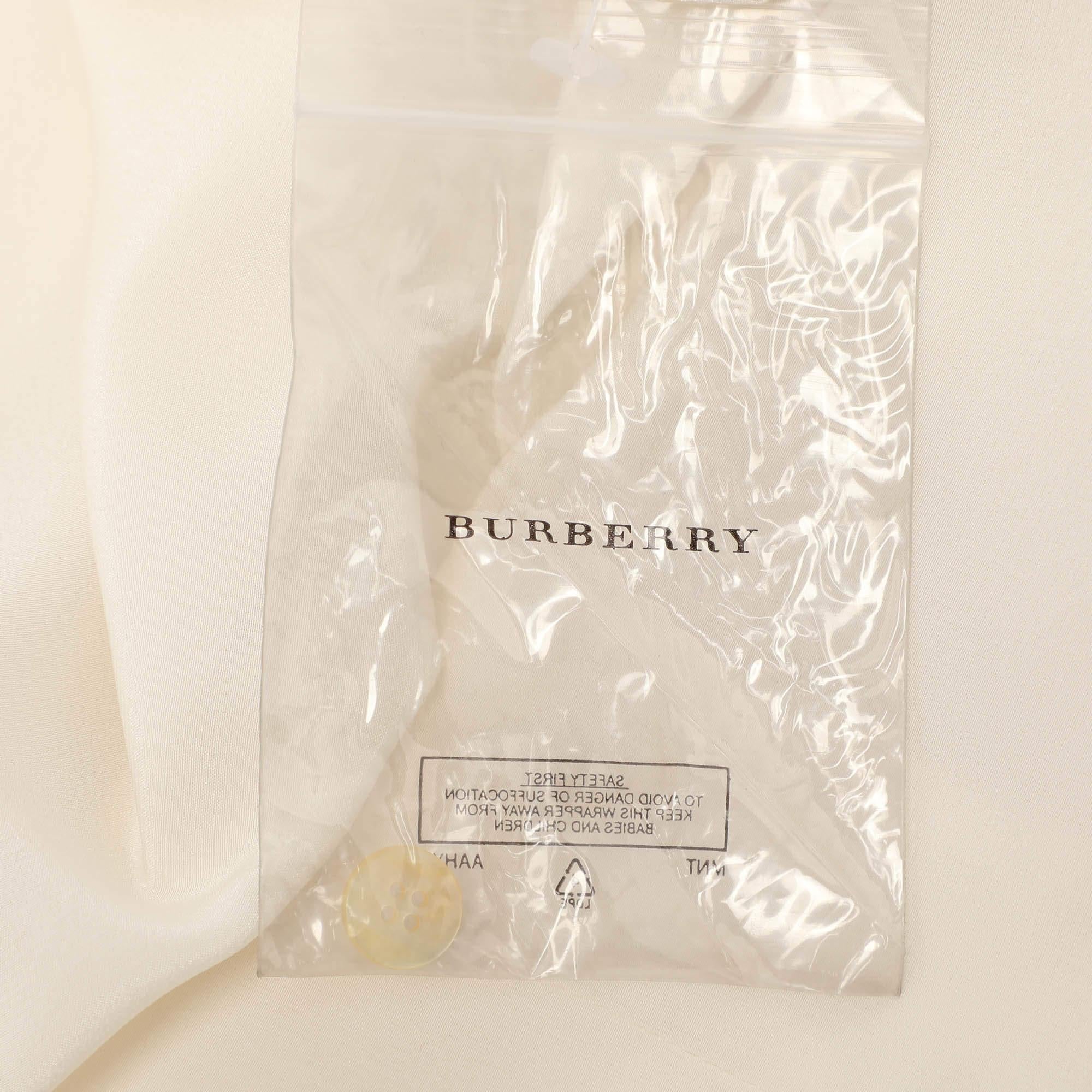 Burberry Cream Silk Neck Tie Long Sleeves Top S 1